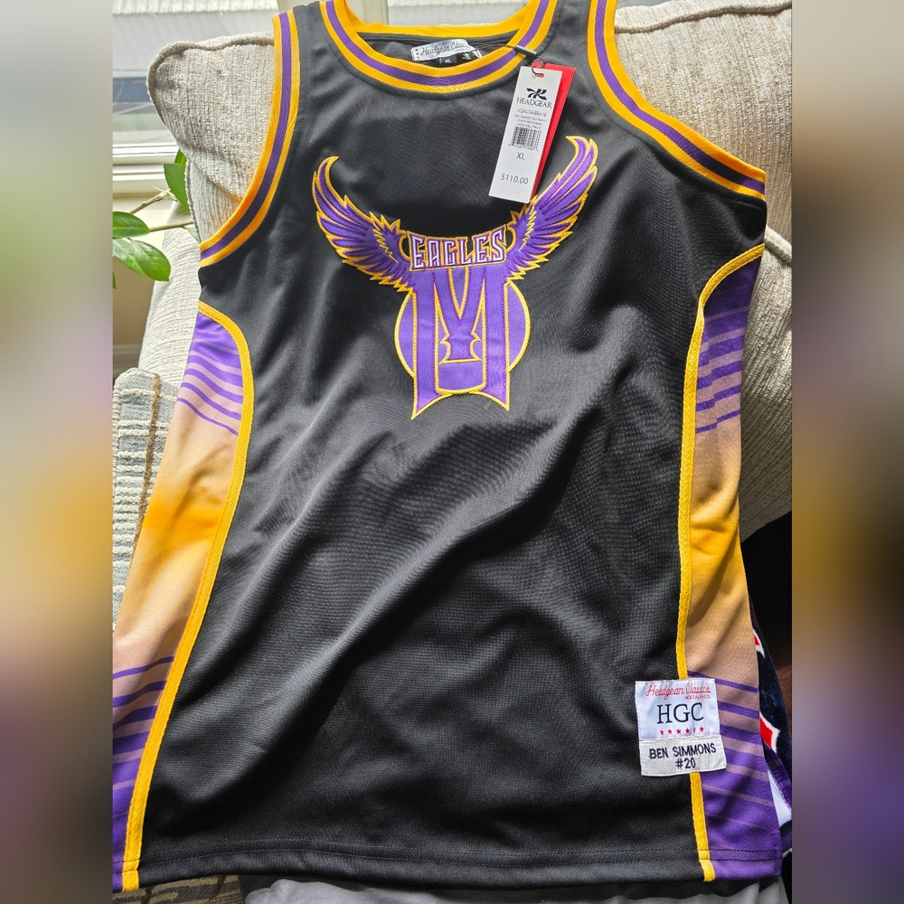 Brand New Ben Simmons Eagles Jersey - Black Purple and Yellow Size XL